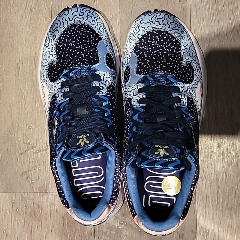 ADIDAS Satin GLOW BLUE FALCON Athletic RUNNING Shoes SNEAKERS Size 9 new - Picture 4 of 9